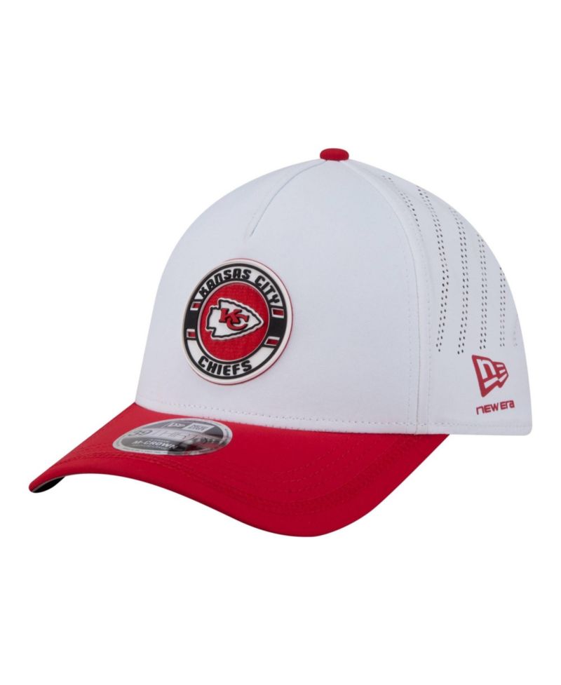 Men's White/Red Kansas City Chiefs Patch 39THIRTY A-Frame M-Crown Perforated Flex Hat