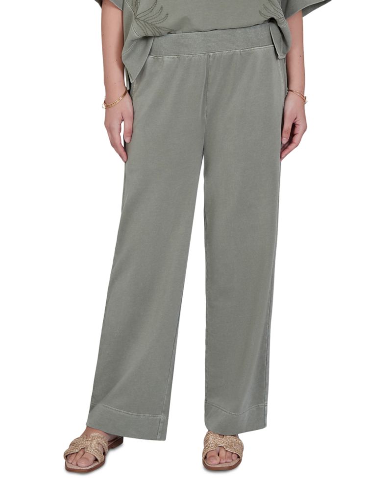 Petite Snow Wash Elastic Waistband Pants
