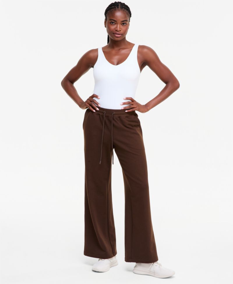Women's Fleece Open-Hem Wide-Leg Pants
