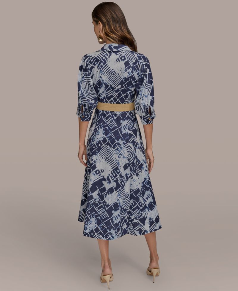 Women's Belted Midi Shirt Dress