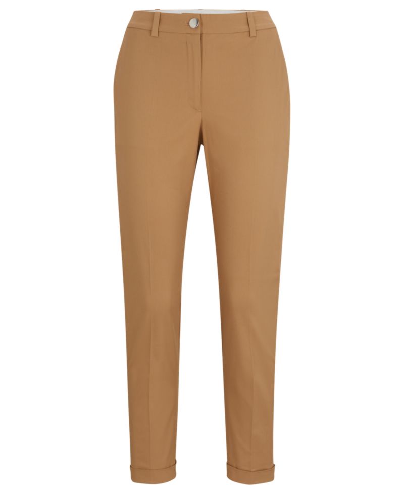 BOSS by Women's Stretch-Cotton Twill Regular-Fit Pants
