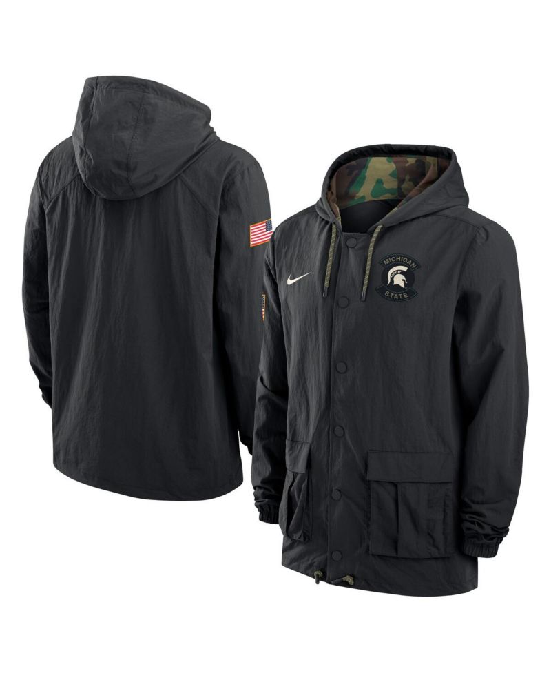 Men's Black Michigan State Spartans 2025 NCAA Military Appreciation Full-Snap Jacket