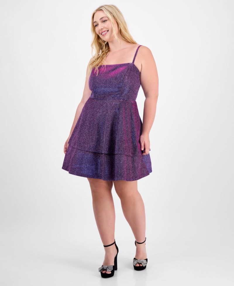 Trendy Plus Size Fit & Flare Glitter Dress