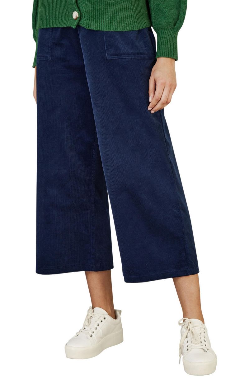 Women's Cord Cropped Wide Leg Pants