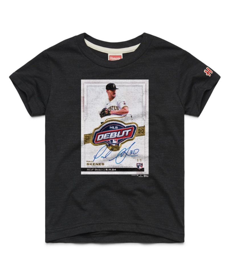 Big Boys and Girls Paul Skenes Charcoal Pittsburgh Pirates Topps Baseball Card Tri-Blend T-Shirt