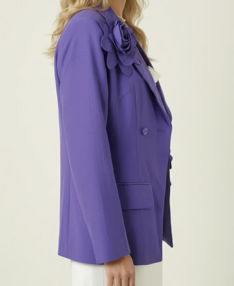 Women's 3D Floral Applique Structured-Fit Blazer