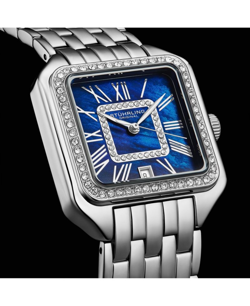 Valencia 4067 Women s Quartz Watch, 32mm Square Crystal Bezel, Stainless Steel Bracelet