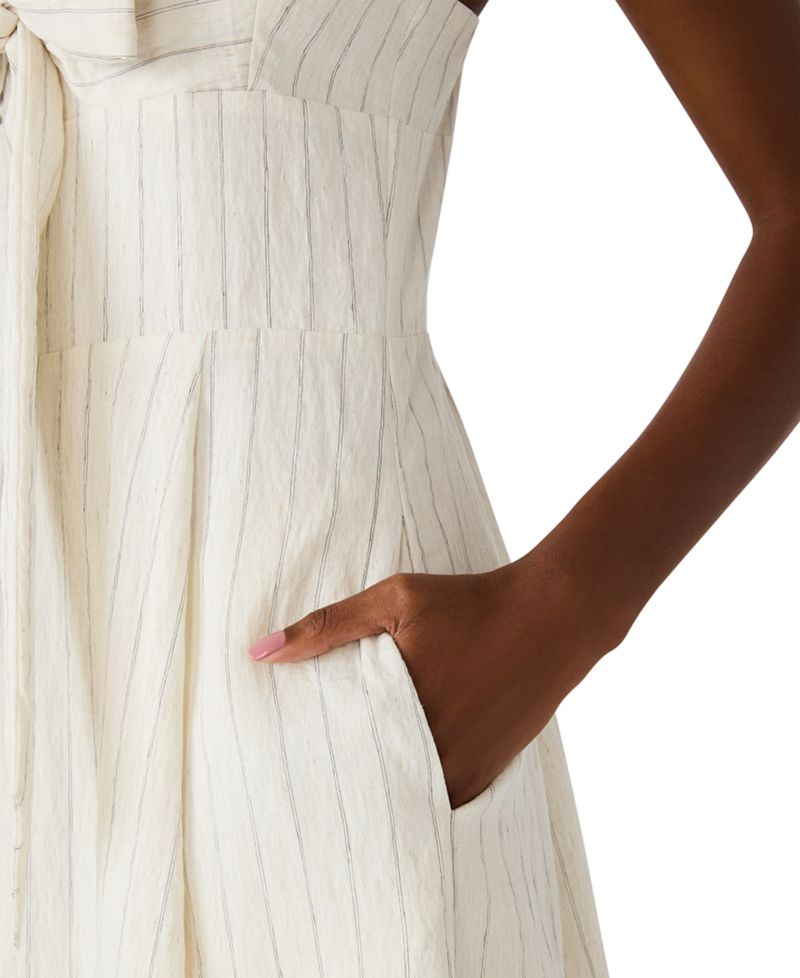 Sweetheart Sleeveless A-Line Bow-Front Midi Dress