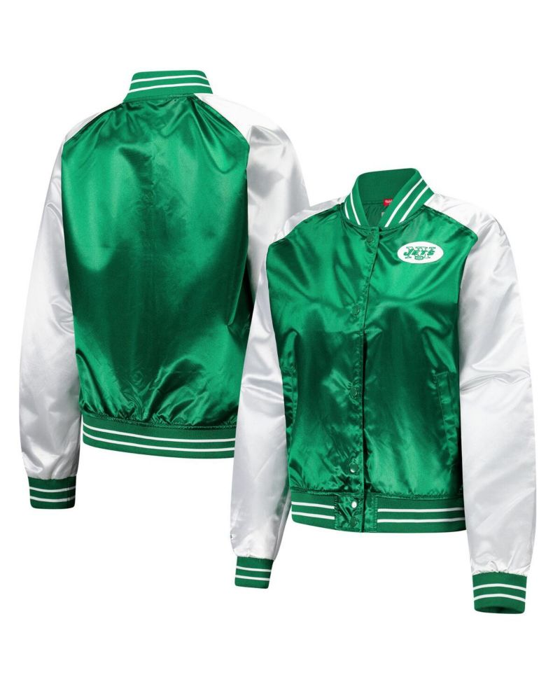 Women's Green New York Jets Team 2.0 Satin Raglan Full-Snap Jacket