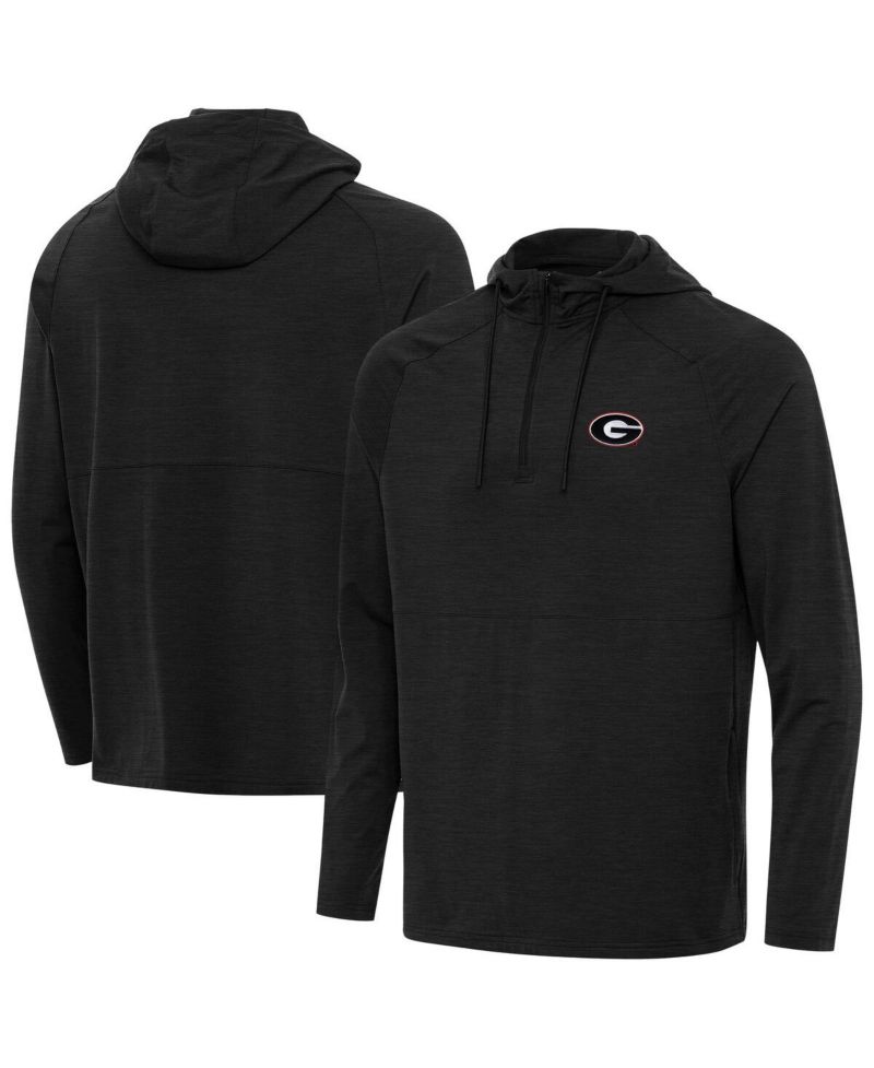 Men's Heather Black Georgia Bulldogs Spikes Quarter-Zip Hoodie