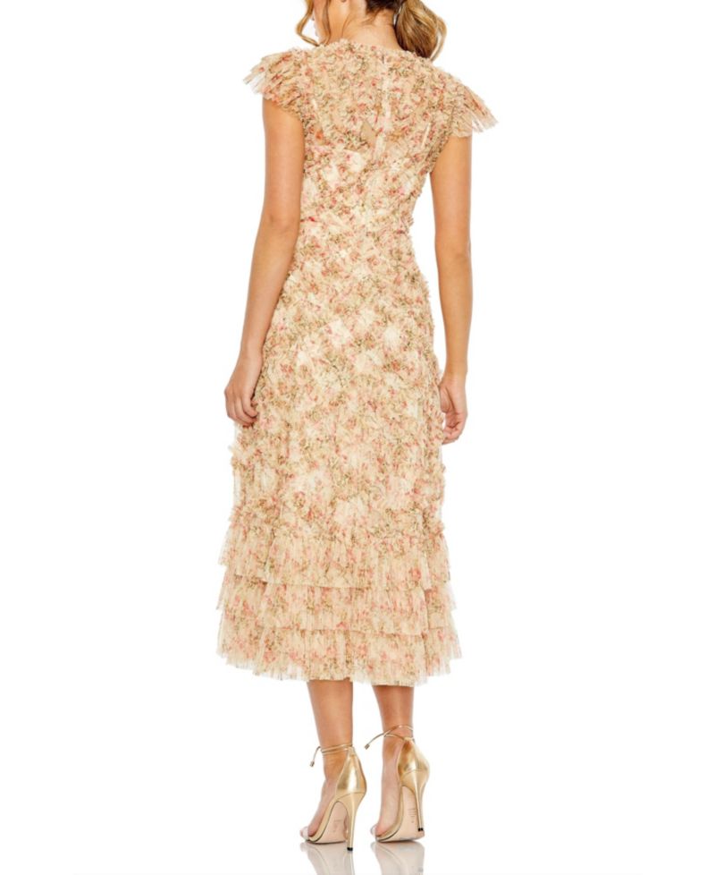 Women's Ruffle Tiered Short Sleeve A Line Dress
