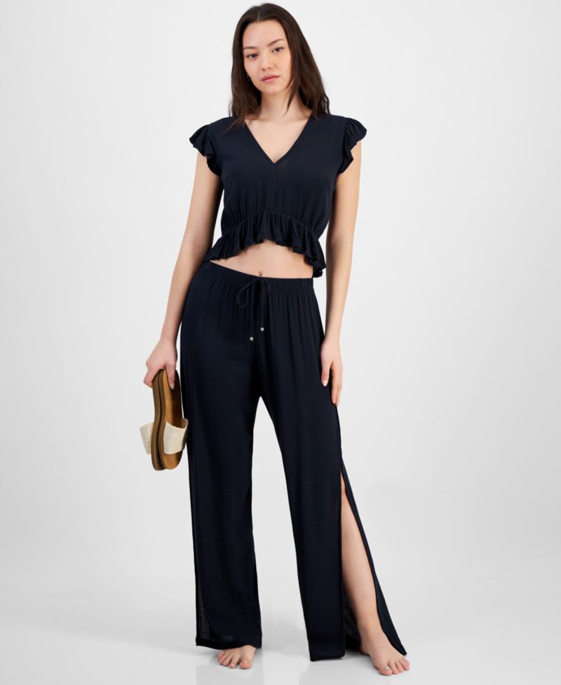 Juniors' Side-Slit Cover-Up Pants