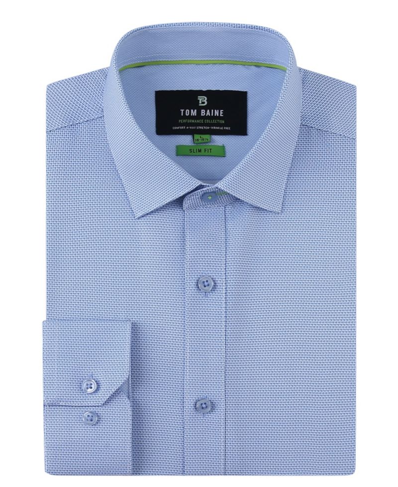 Men's Four Way Stretch Geo Print Button Down Dress Shirt