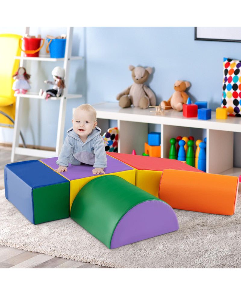 5 Piece Soft Foam Climb and Crawl Activity Playset for Toddlers Ages 1 and Up