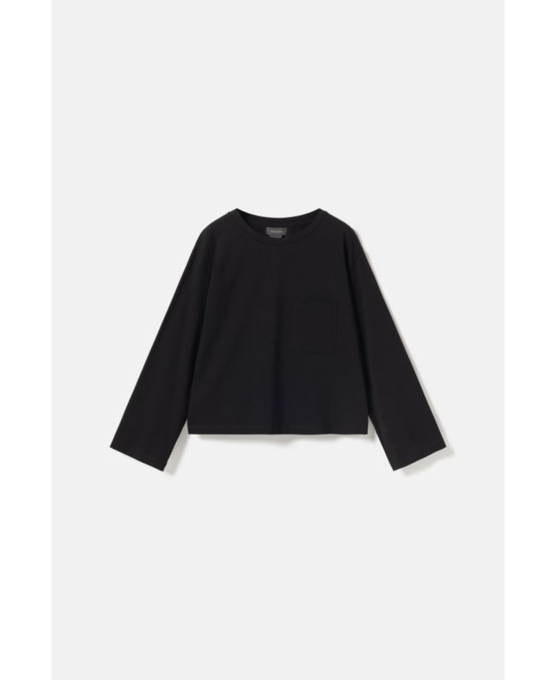 Women's Thir Boxy Chest-Pocket Cotton-Blend Long-Sleeve Top