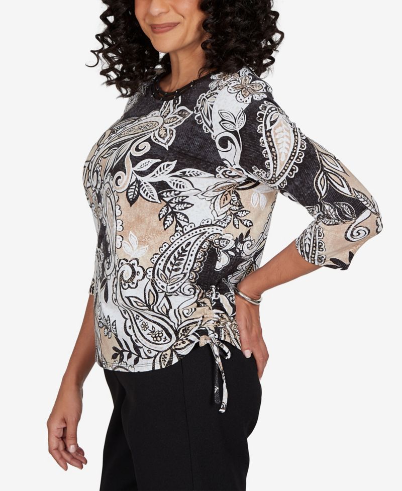 Petite Paisley Neutrals Knit Top