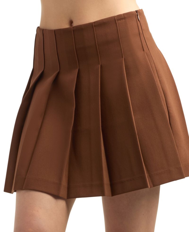 Juniors' Pleated A-Line Mini Skirt