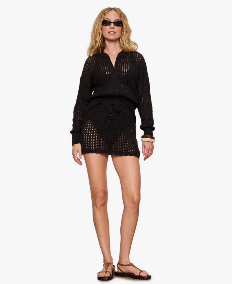 Petite Laguna Openwork V-Neck Bomber Jacket