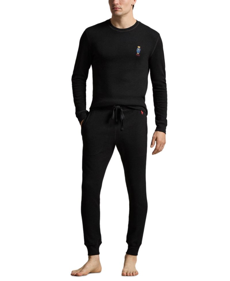 Men's Polo Bear Waffle-Knit Long-Sleeve Crewneck Top and Joggers, 2-Piece Set