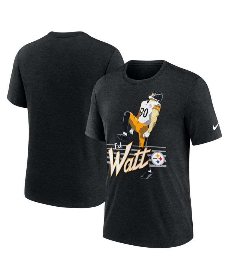 Men's T.J. Watt Heather Black Pittsburgh Steelers Player Graphic T-Shirt