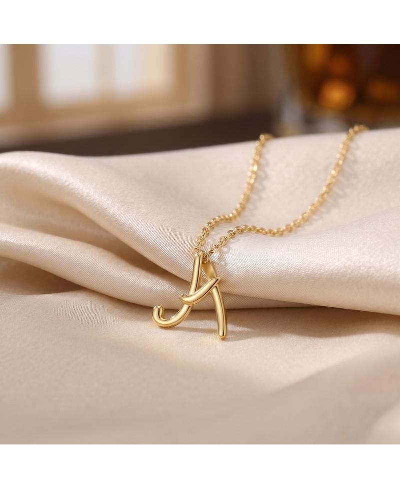 Stylish 14K Gold Plated Chic Twisted Statement Initial Necklace