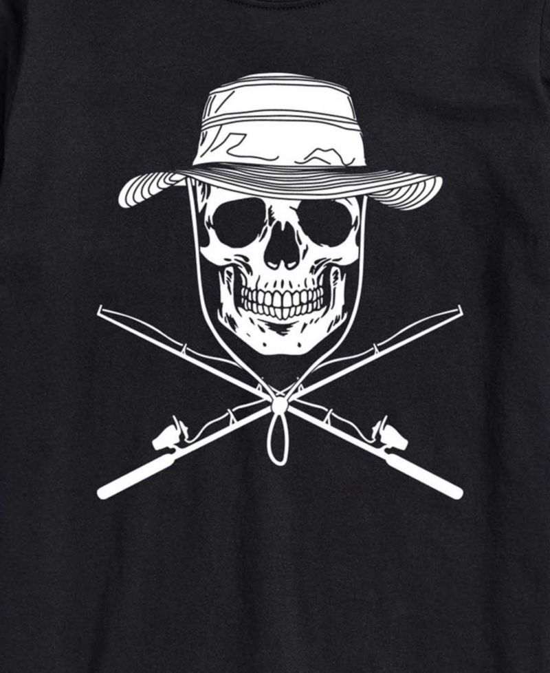 Men's Instant Message Fisherman Skull Crossed Rods Graphic T-Shirt