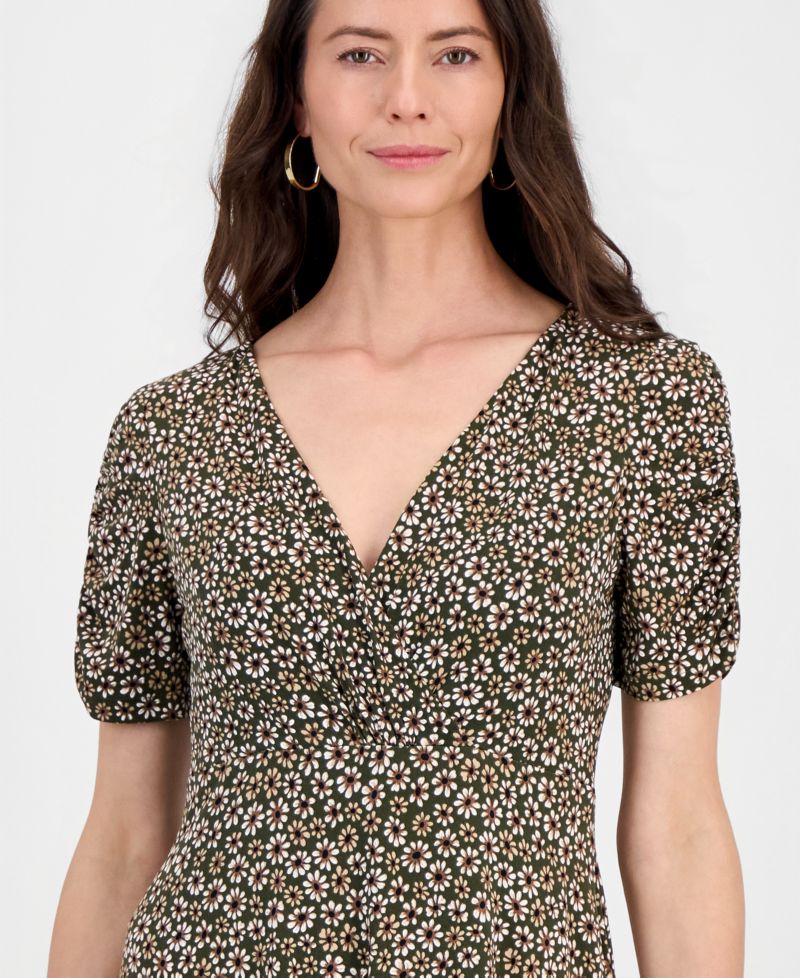 Women's Printed Short-Sleeve A-Line Dress