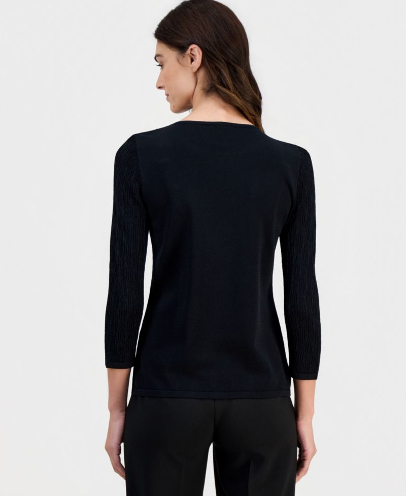 Women's Boat-Neck Floral-Applique Sweater