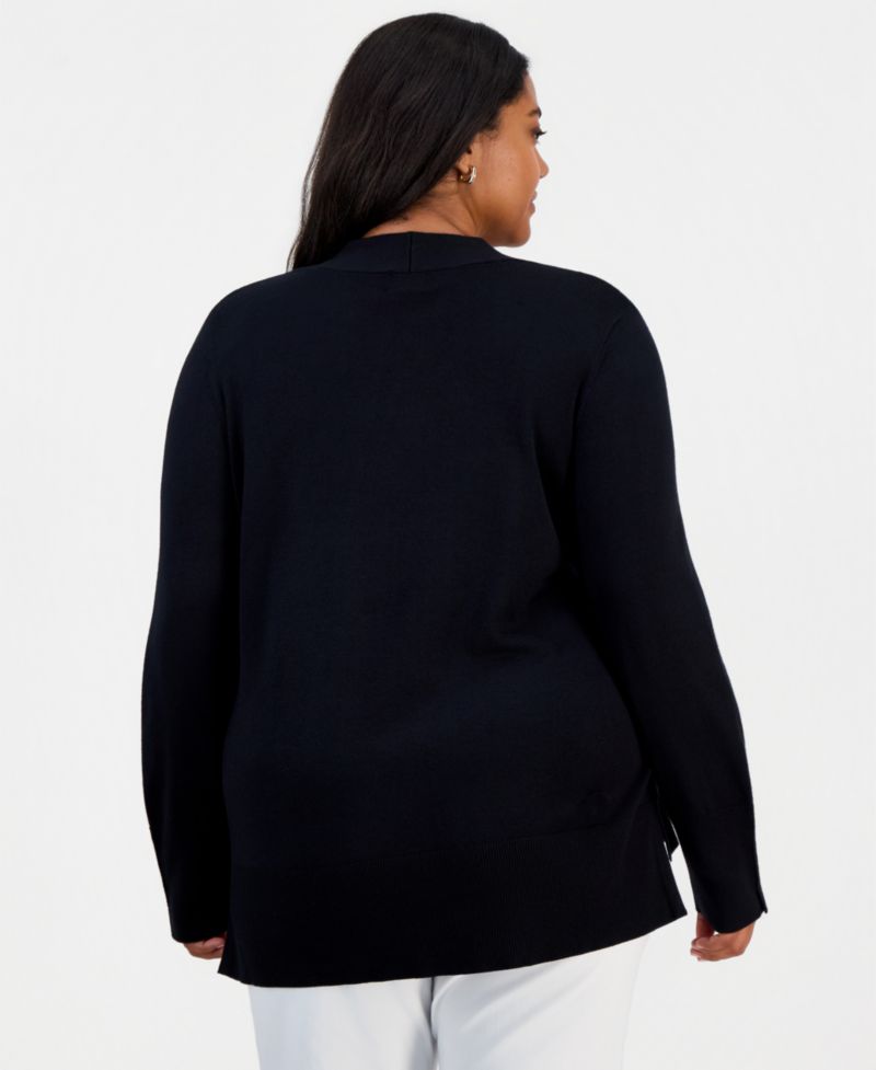 Plus Size High-Low Hem V-neck Sweater