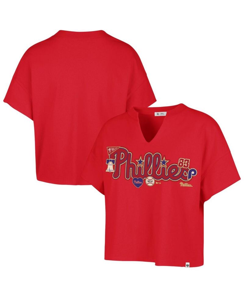Stoney Clover Lane X Women's Red Philadelphia Phillies Oversized Notch Neck T-Shirt