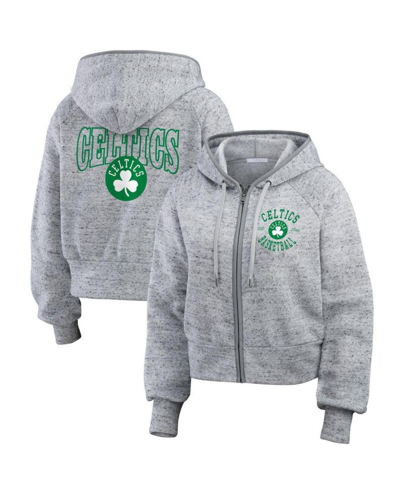 Women's Heather Gray Boston Celtics Speckled Radiator Full-Zip Hoodie