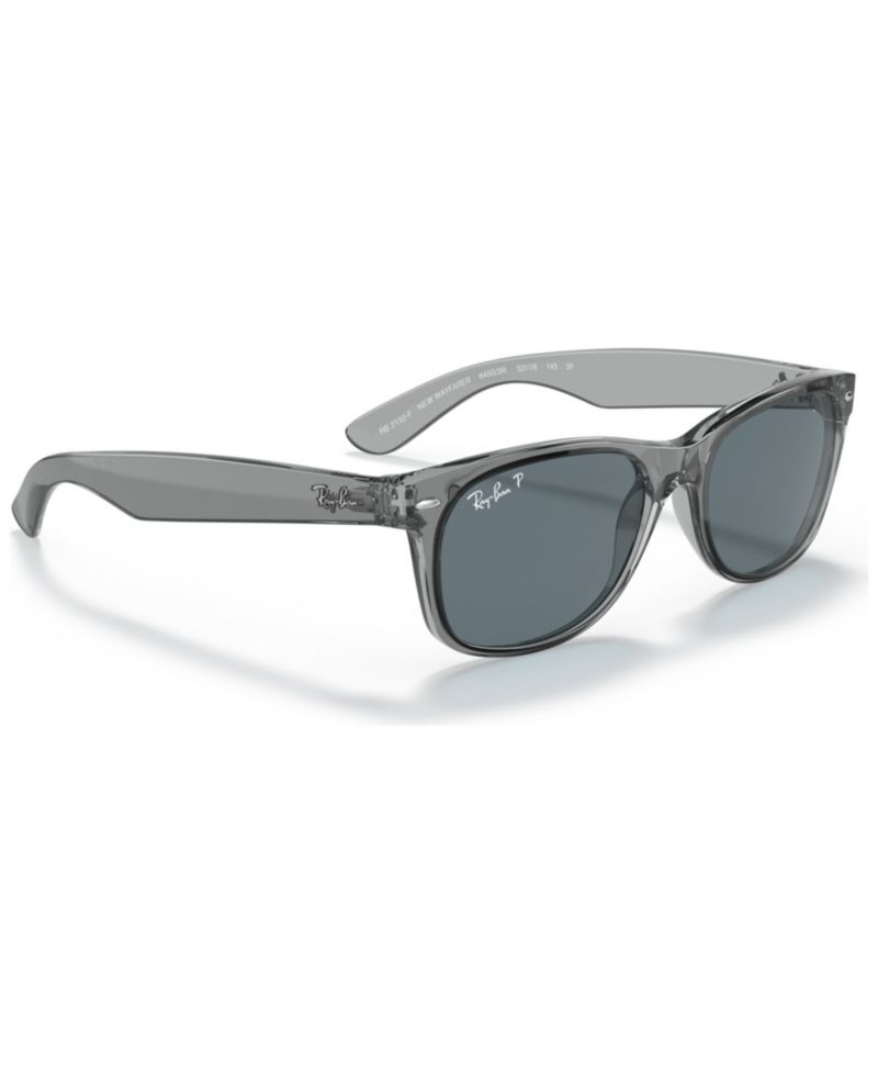 Unisex New Wayfarer Classic 55 Polarized Low Bridge Fit Sunglasses, RB2132F55-P