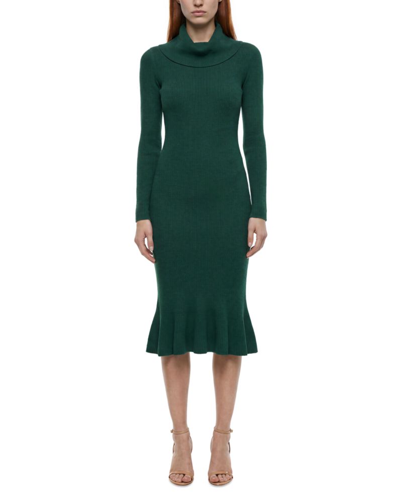 Women's Lucia Merino Wool Cowl Neck Midi Sweater Dress
