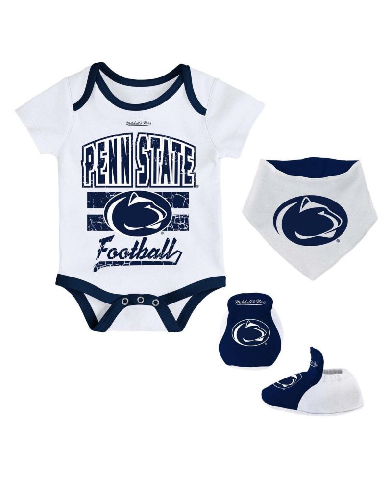Baby Boys and Girls White Penn State Nittany Lions Bodysuit, Bib and Bootie, Set of 3