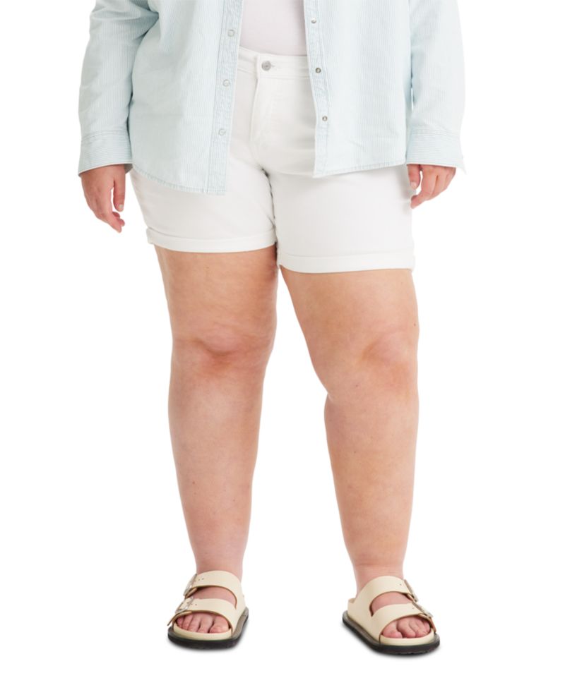 Trendy Plus Size Mid-Length Stretch Denim Shorts