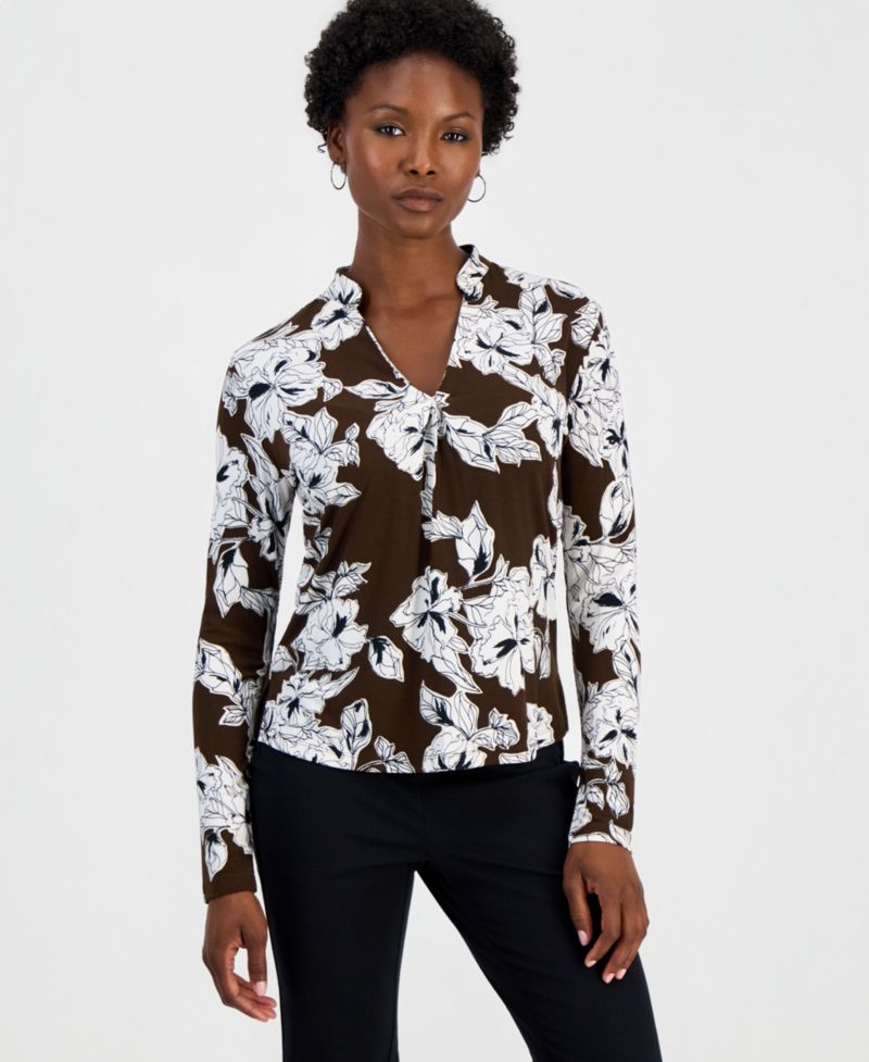 Petite Floral Long-Sleeve Top