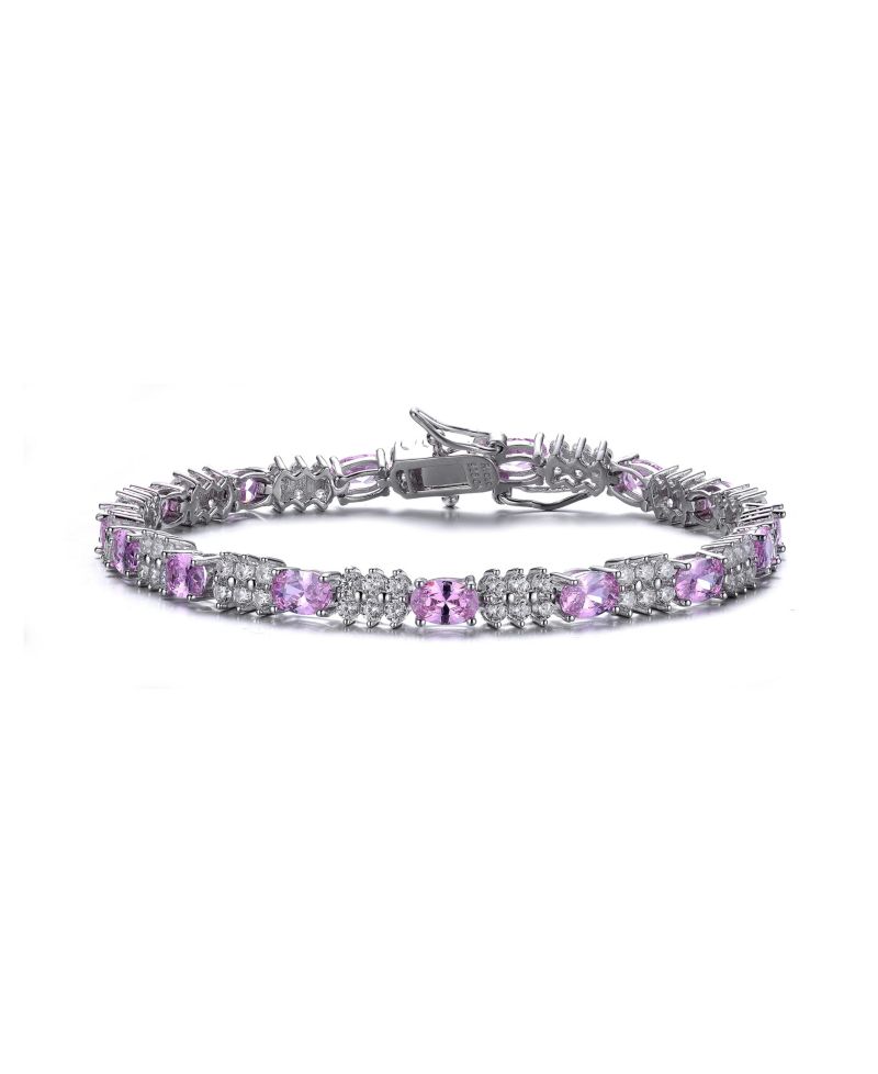 Sterling Silver Colored Cubic Zirconia Tennis Bracelet