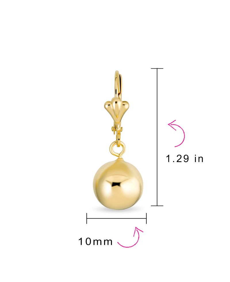 Classic Polished Gold Plated 6,10MM Ball Drop Earrings Lever Back (2 Set)