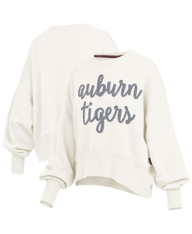 Women's Cream Auburn Tigers Chelsea Oversized Pullover Sweatshirt