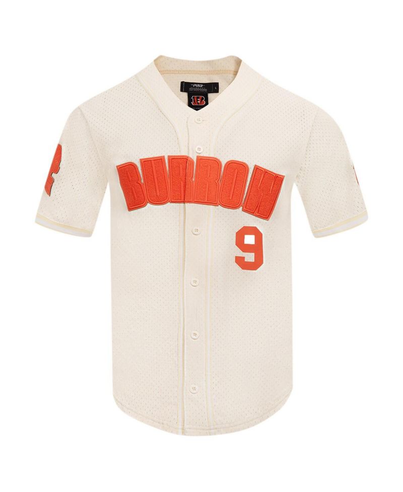 Men's Joe Burrow Cream Cincinnati Bengals Name & Number Triple Tonal Button-Up Baseball Jersey