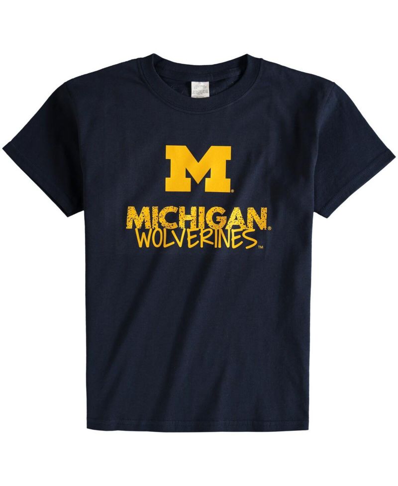 Big Boys and Girls Navy Michigan Wolverines Crew Neck T-Shirt