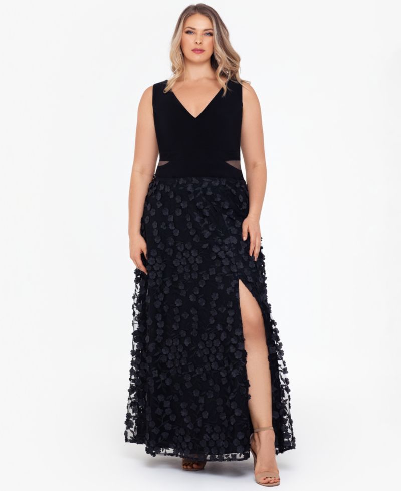 Plus Size V-Neck Sleeveless Ball Gown