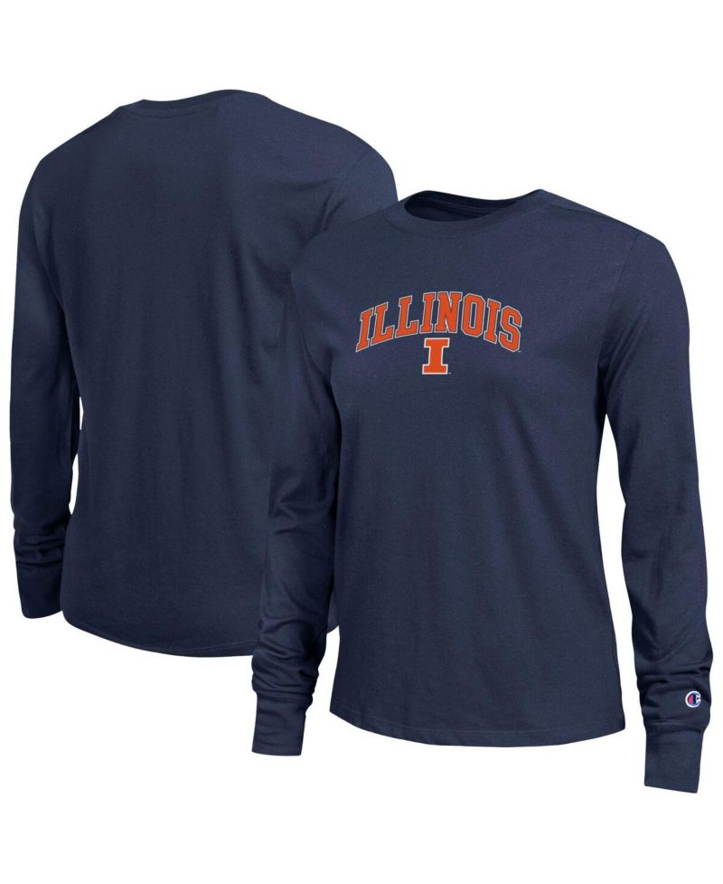 Women's Navy Illinois Fighting Illini Arch Over Logo Long Sleeve T-Shirt