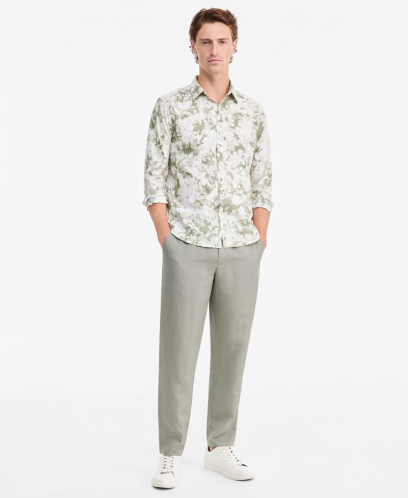 Men's Layered Botanical Poplin Long-Sleeve Shirt