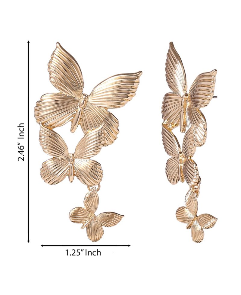 Cascading Butterfly Drop Earrings in -Tone