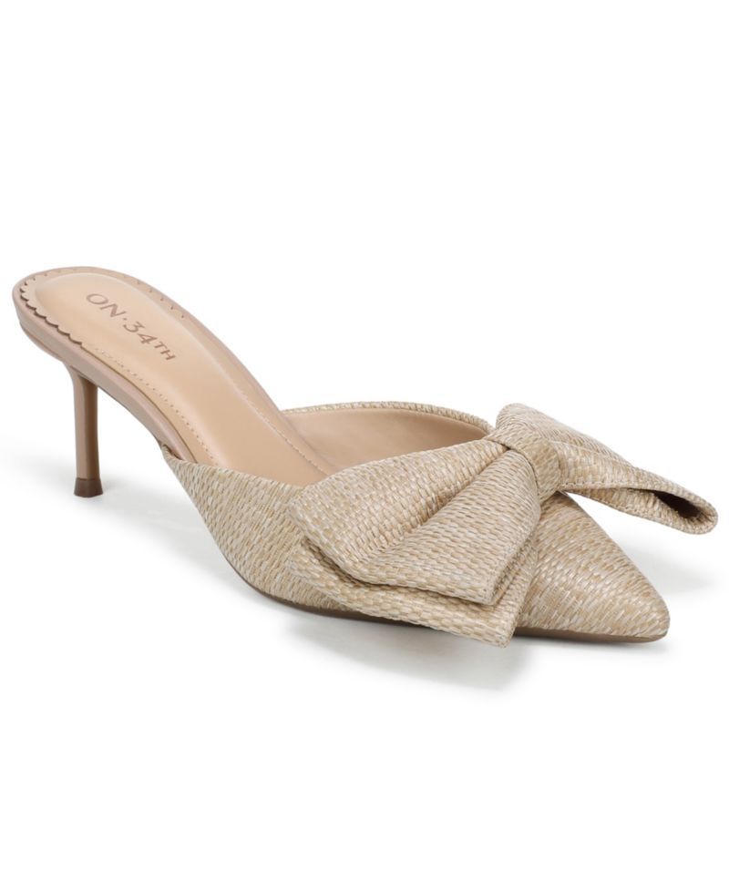 Alaynaa Pointed-Toe Bow Mule Pumps