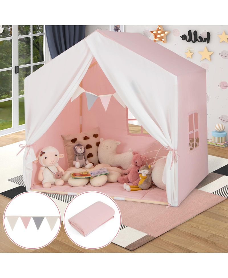 Indoor-Outdoor Play Tent with Washable Mat, 3-Piece Set