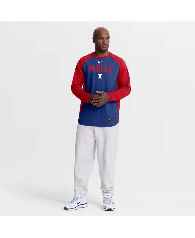 Men's Royal Philadelphia Phillies Authentic Collection Raglan Dri-FIT Sweatshirt