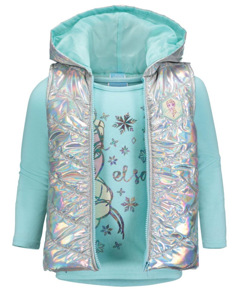 Girls Zip Up Vest T-Shirt and Leggings 3 Piece Outfit Set