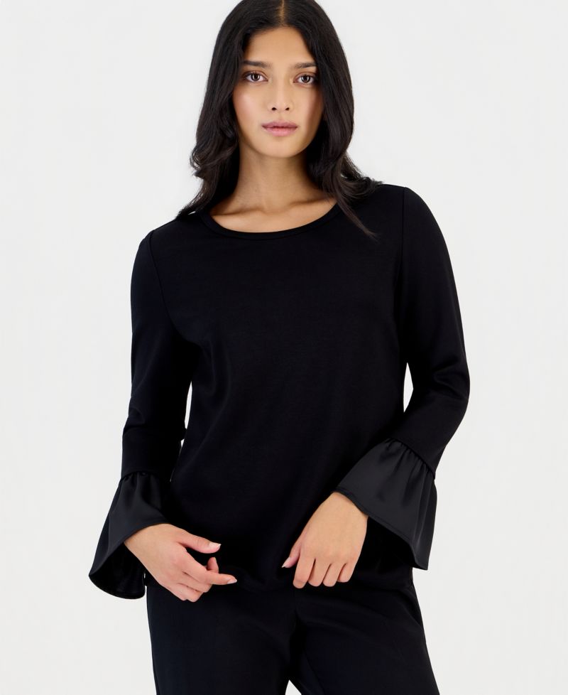Petite Long-Sleeve Ruffle-Cuff Blouse